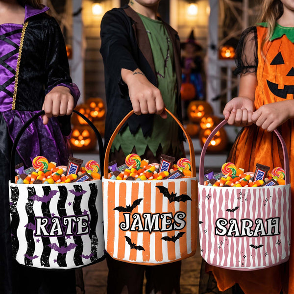 Personalized Halloween Basket for Kids – Custom Name Spooky Season Bucket