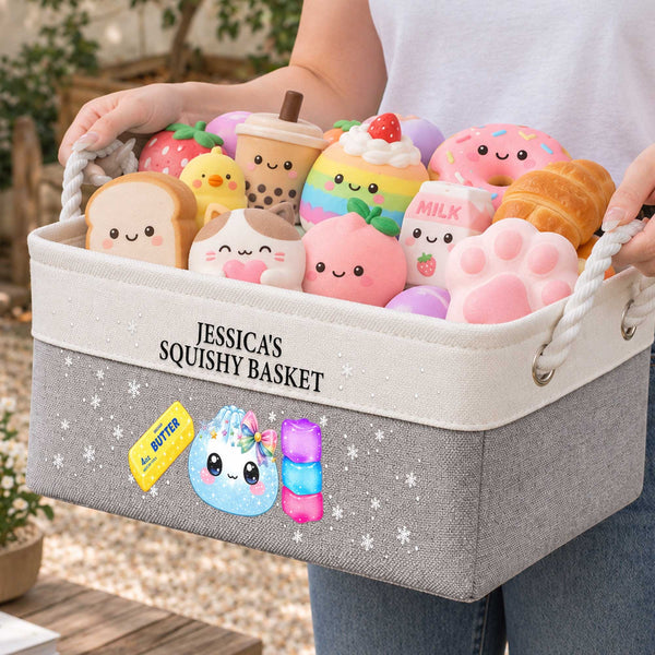 Personalized Squishy Hunter Storage Basket - Custom Kids Toy & Book Organizer Bin