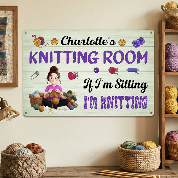 Knitting Room, Crochet Room - Personalized Metal Sign
