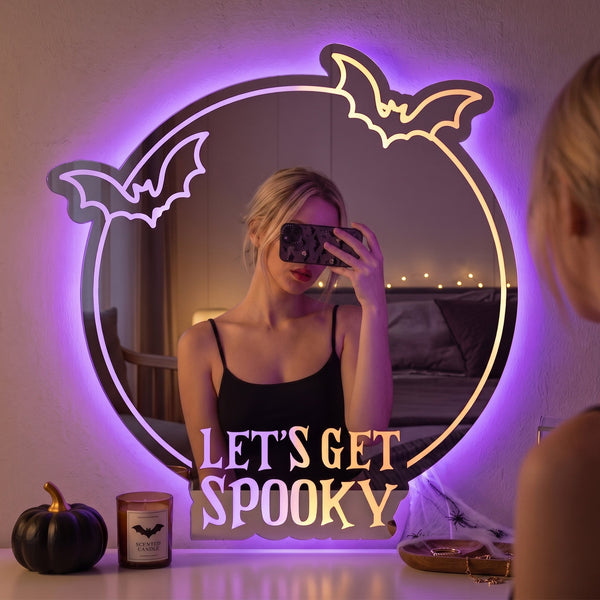 Let's Get Spooky Bat Halloween - Personalized LED Mirror