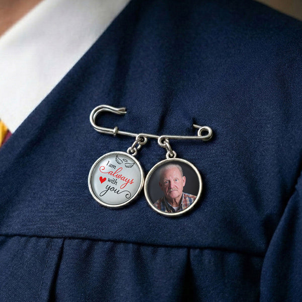 Memorial Custom Photo - Personalized Lapel Pin With Charms