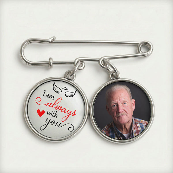 Memorial Custom Photo - Personalized Lapel Pin With Charms