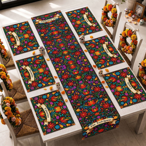 Mexican Cinco De Mayo Floral Fiesta Dia De Los Muertos - Personalized Table Runner Set