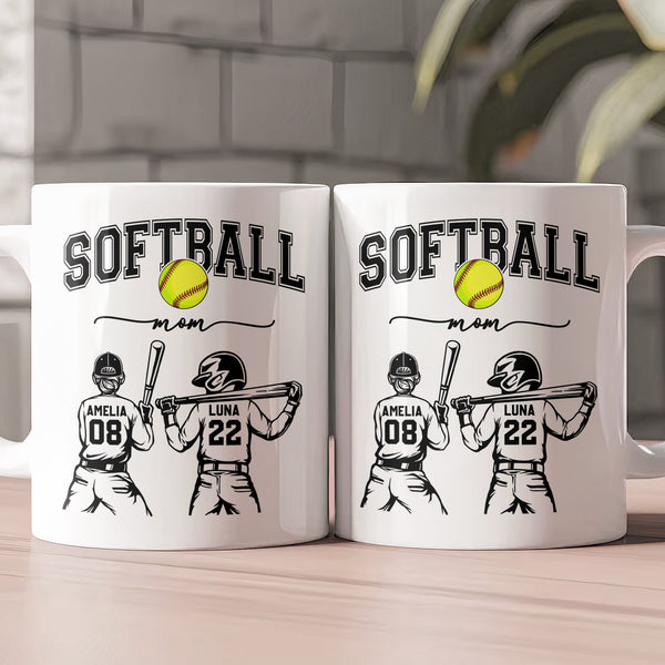 Mother's Day Gifts, Custom Softball Mom, Grandma - Personalized Mug