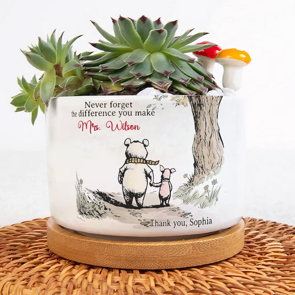 Never Forget The Difference You Make Thank You Teacher - Personalized Plant Pot