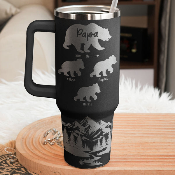 Father's Day Gifts, Papa Bear Gift For Grandpa, Daddy - Personalized 40oz Tumbler