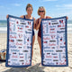 Patriotic Repeating Names Gift For Self, Friend, Family - Personalized Beach Towel