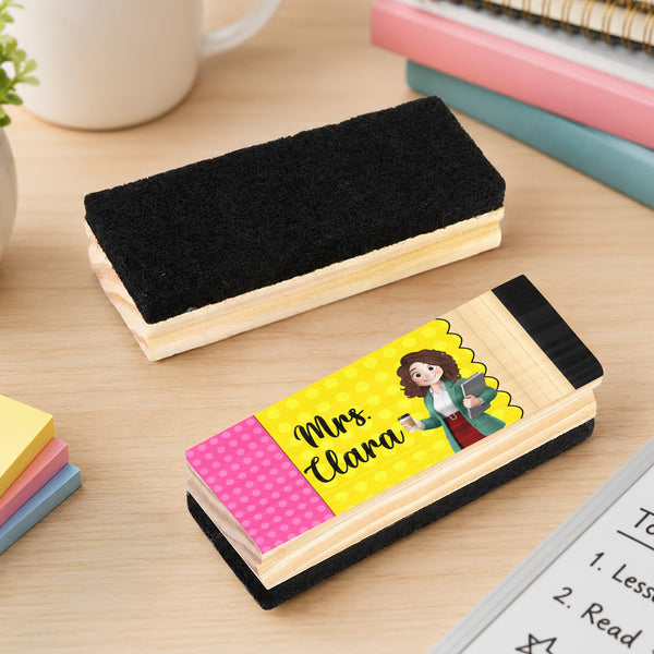 Pencil Theme Teacher - Personalized Whiteboard Eraser