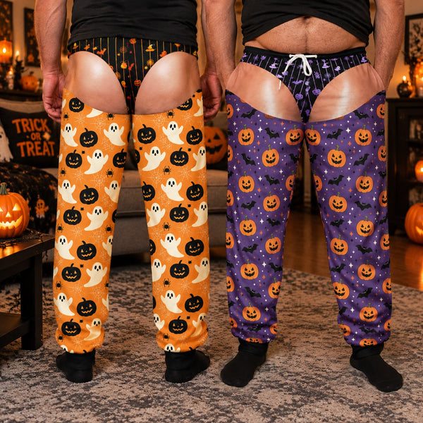 Funny Fake Underwear Men Pajama Pants, Personalized Halloween Gag Gift Sweatpants