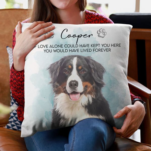 Pet Memorial Keepsake Custom Pet Portrait Watercolor Art - Personalized Pillow