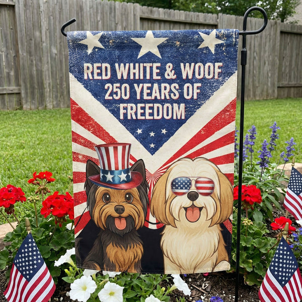 Red White & Woof 250 Years Of Freedom - Vintage Version - Personalized Flag