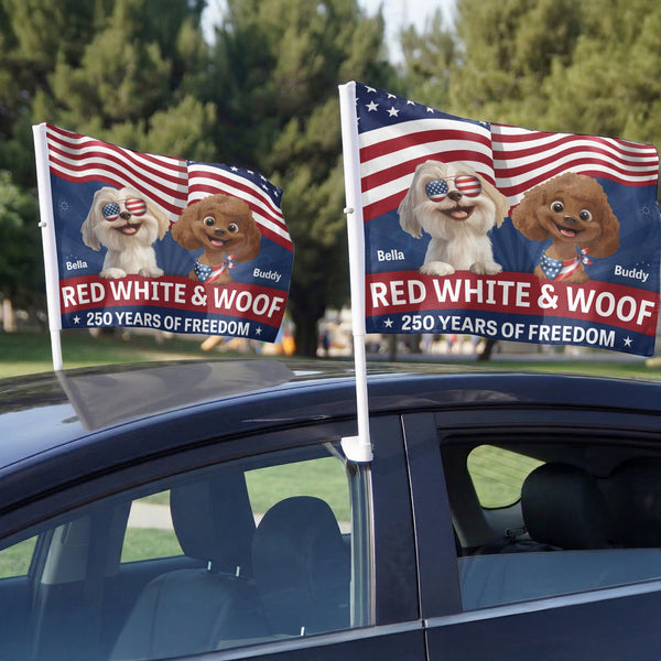 Red White & Woof - Personalized Car Flag