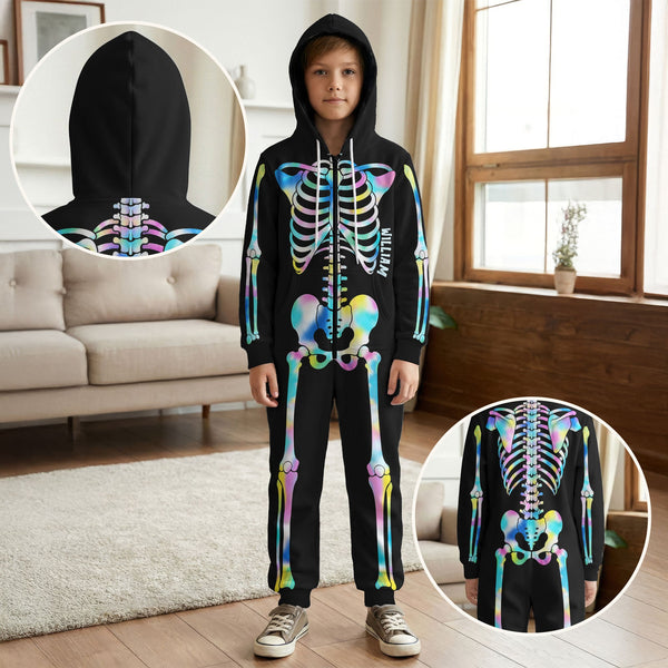 Personalized Skeleton Family Matching Pajamas - Custom Funny Halloween Onesie Jumpsuit