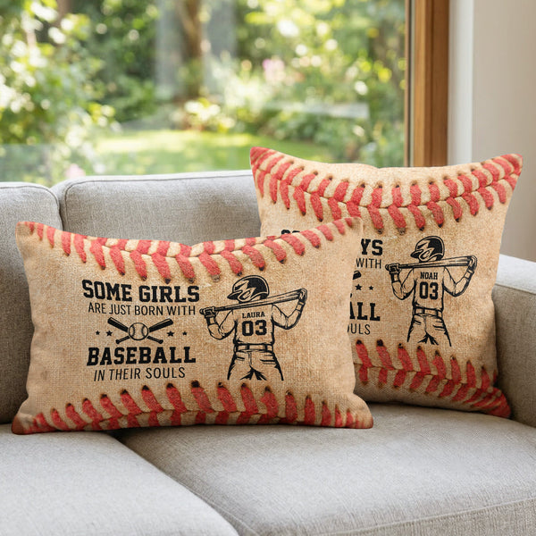 Some Boys Are Just Born With Baseball In Their Souls - Personalized Pillow Cover