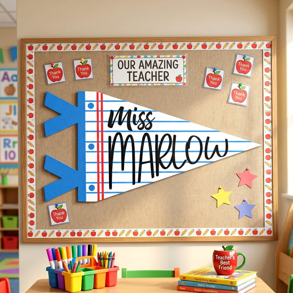 Teacher Custom Name Classroom Decor - Personalized Pennant