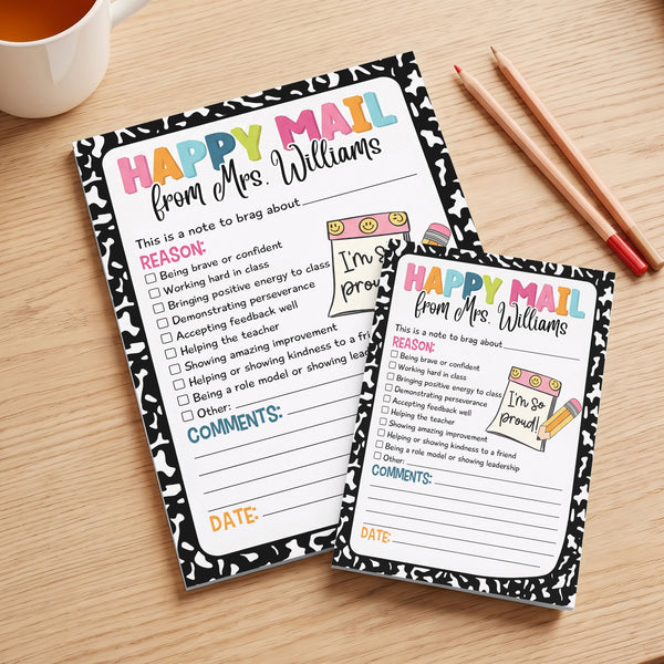 Custom Teacher Happy Mail - Personalized Note Pad For Teacher