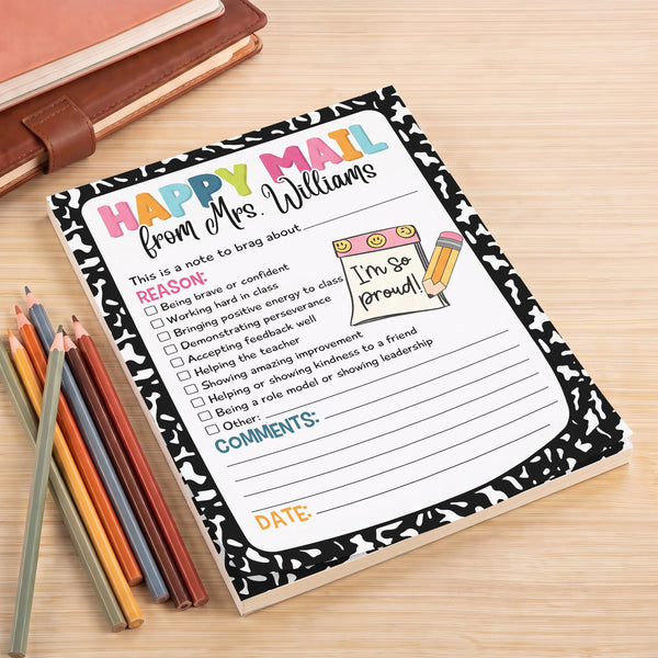 Custom Teacher Happy Mail - Personalized Note Pad For Teacher