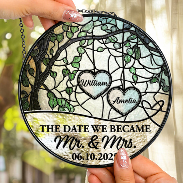 The Date We Became Mr. & Mrs. - Personalized Window Hanging Suncatcher