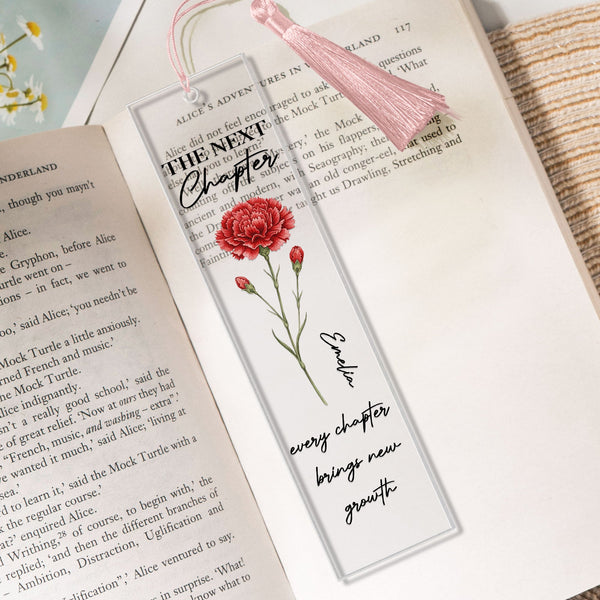 The Next Chapter Journal Custom Name Flower - Custom Bookmark