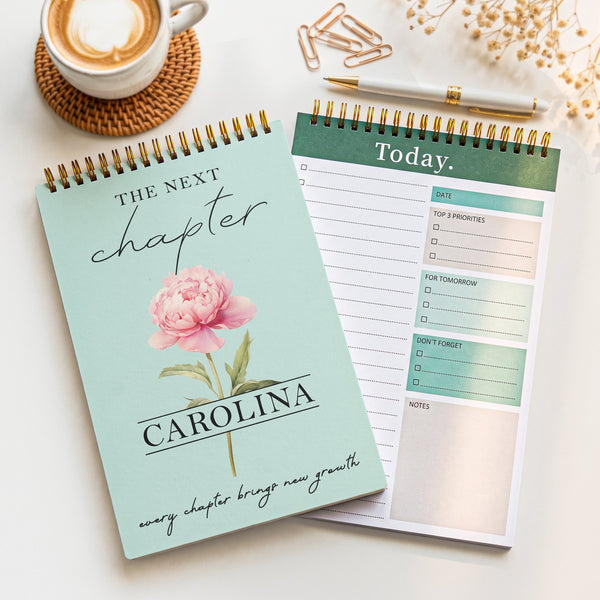 Personalized Next Chapter Floral Daily Planner - Custom Name Journal