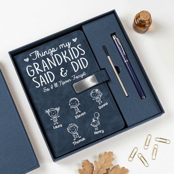 Mother's Day Gifts, Things My Grandkids Said & Did So I'll Never Forget - Personalized Notebook Set