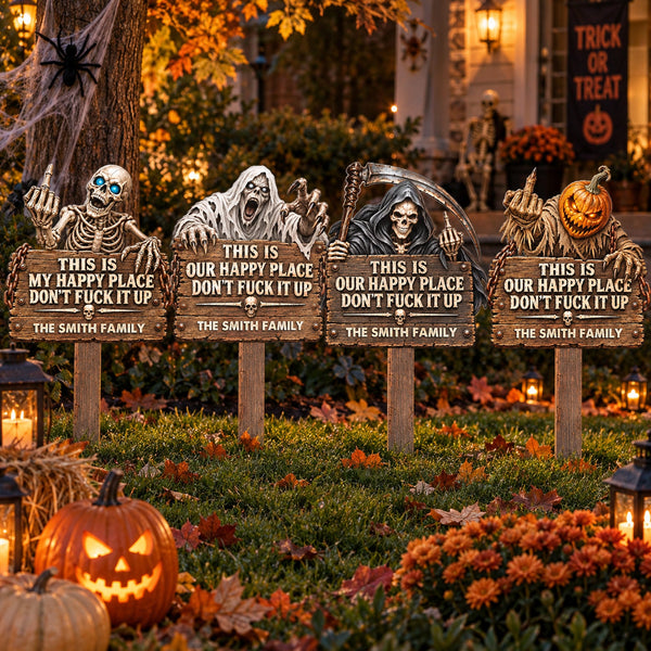 Personalized Funny Halloween Metal Garden Stake Yard Sign