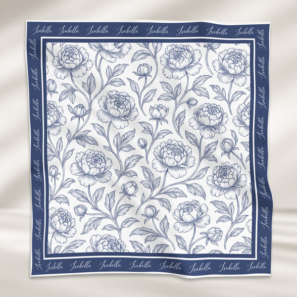 Toile De Jouy Custom Birth Flower Gift For Her, Daughter, Mom, Wife, Sister - Personalized Scarf
