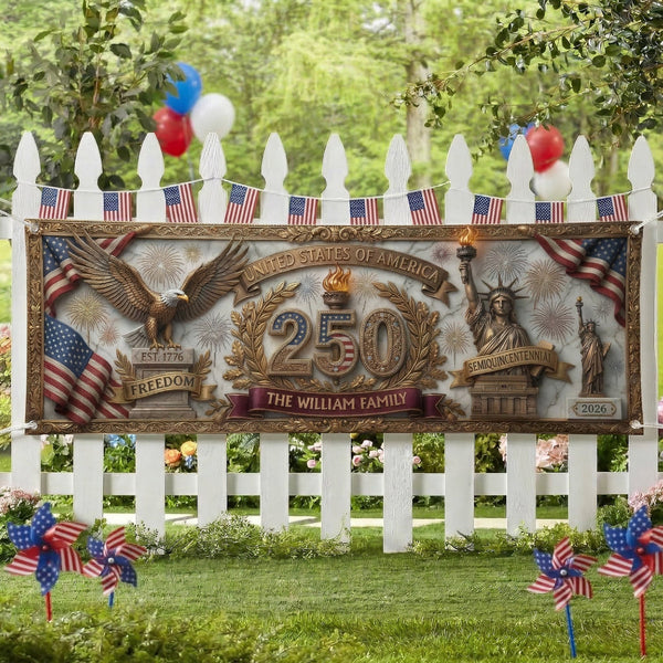 USA Semiquincentennial Decor Faux Pattern - Personalized Banner
