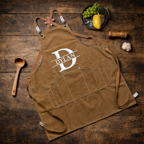 Vintage Monogram, Custom Name Gift For Him - Personalized Apron