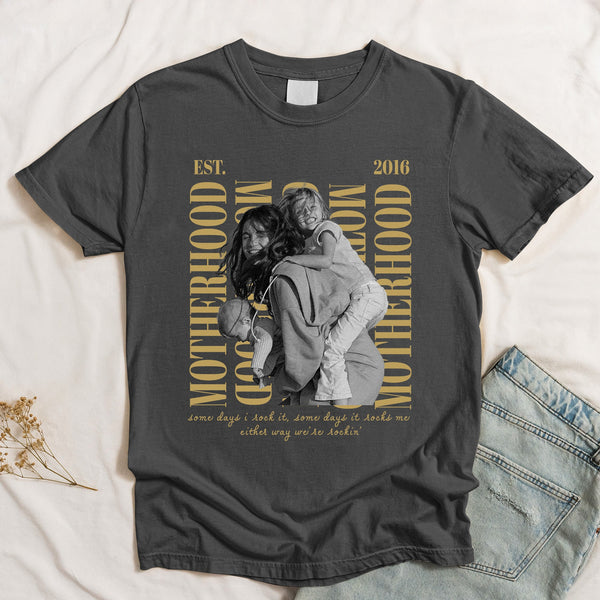 Vintage Motherhood Photo Shirt Trendy Mama Shirt - Personalized Shirt