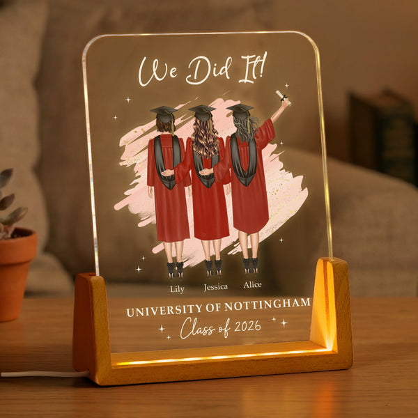 We Did It Graduation Friend Group Gift - Personalized Night Light
