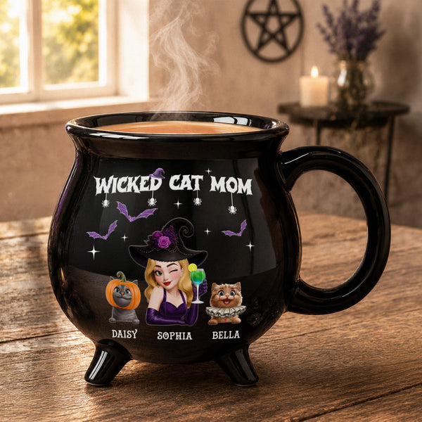Personalized Wicked Pet Mom Cauldron Mug - Custom Halloween Gift for Dog & Cat Lovers