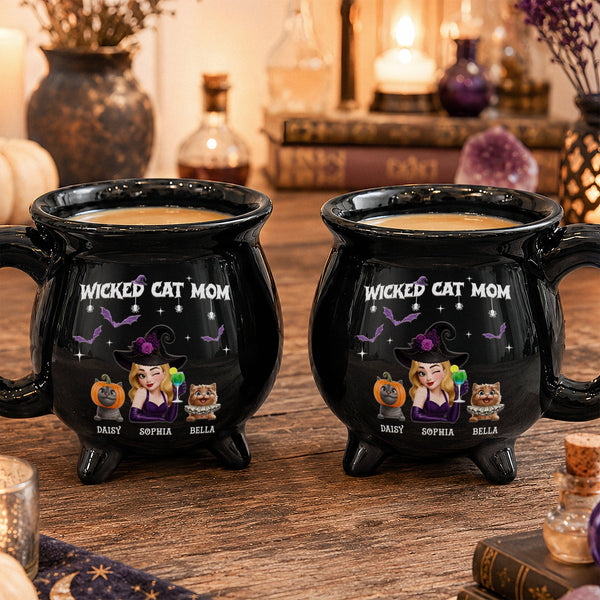 Personalized Wicked Pet Mom Cauldron Mug - Custom Halloween Gift for Dog & Cat Lovers