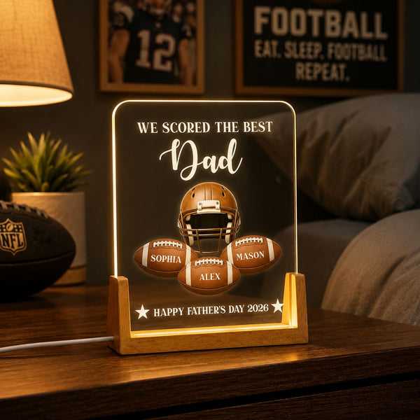 Football Dad We Scored The Best Dad - Personalized Night Light