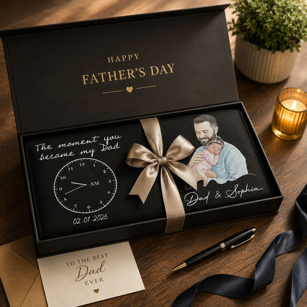 The Moment You Became Dad Watercolor Art Father's Day Gift For Husband - Personalized Desk Mat | First Father’s Day