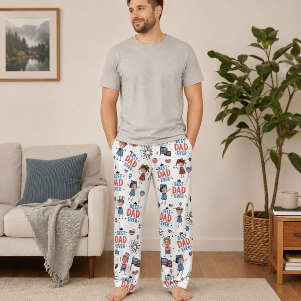 Best Dad Ever USA Flag - Personalized Lounge Pants | Cozy Father’s Day Gift For Dad & Husband