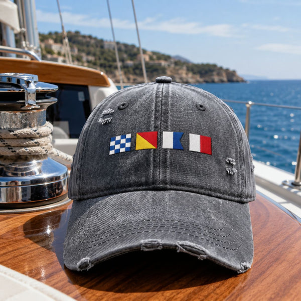 Custom Name In Nautical Flags - Personalized Cap | Coastal Style Gift
