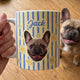 Personalized Pet Photo Vintage Striped Mug - Custom Dog & Cat Mom Gift for Her