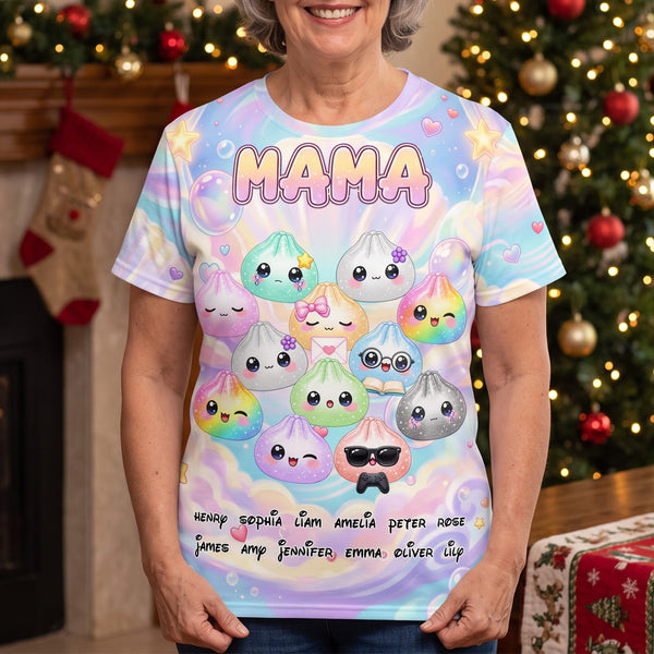 Personalized Cute Dumpling Shirt - Custom Mom Grandma Gift with Kids Names T-Shirt