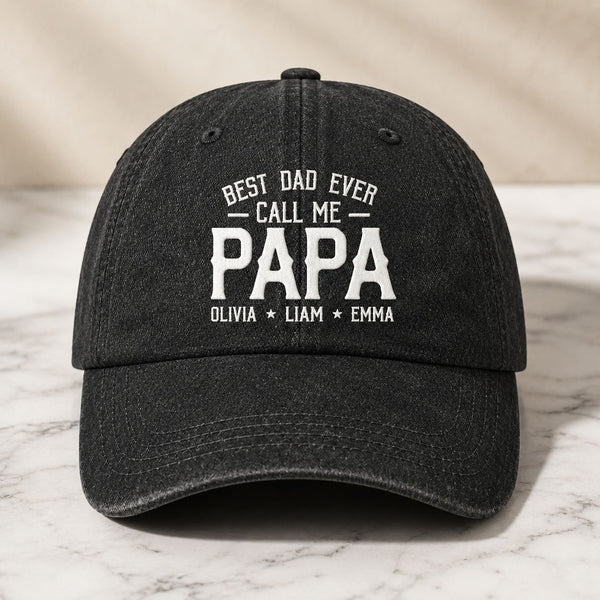 My Favorite People Call Me Papa Names - Personalized Distressed Denim Cap