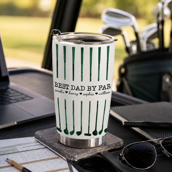 Best Dad By Par Custom Name Golf Dad - Personalized Tumbler Cup