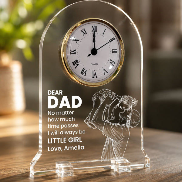 Father's Day Gifts, How Much Time Passes, I Will Always Be Your Little Girl, Boy - Personalized Desk Clock | Sentimental Gift