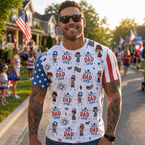 Best Dad Ever USA Flag - Personalized Shirt | Patriotic Gift For Dad