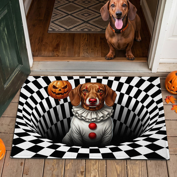 Halloweem Home Decoration Custom Pet Portrait Spooky Clown - Personalized Doormat