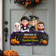 Personalized Welcome To Haunted House Wood Sign – Custom Halloween Door Decor Gift