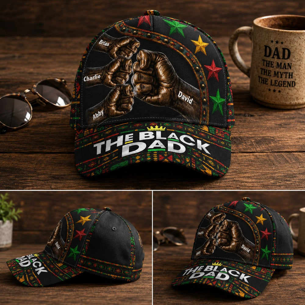 Dope Black Dad - With Fist Bumps, Father's Day Gifts For Proud Dad - Personalized Cap | Stylish Gift For Cool Dad Everyday Wear