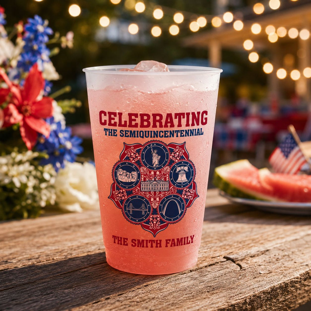 Celebrating America's Semiquincentennial - Personalized Cups | Patriotic Party Cups