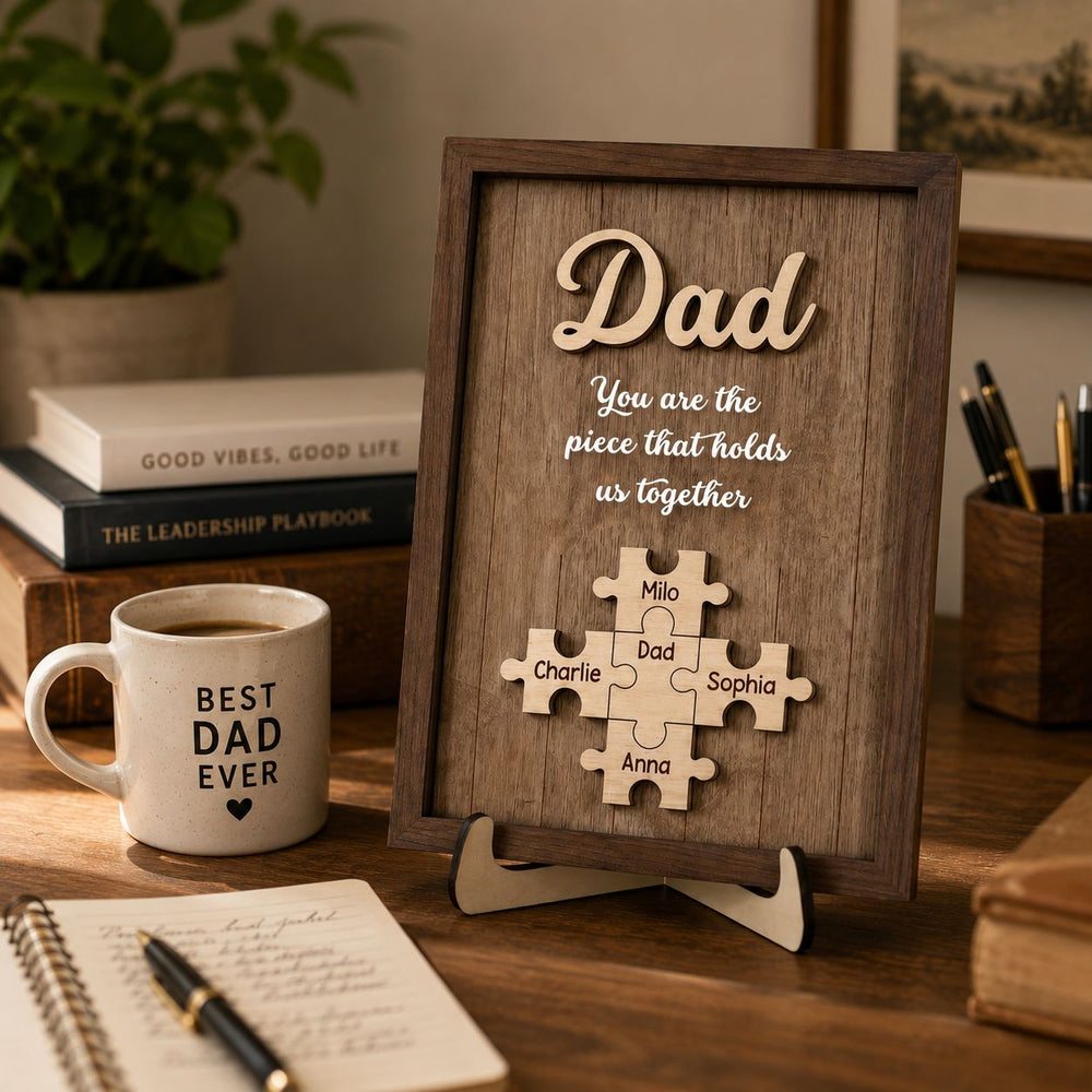 Dad You Are The Piece That Holds Us Together Father's Day Gift For Dad - Personalized Wooden Plaque | Meaningful Family Keepsake