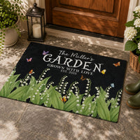 Custom Name & Birth Flower Garden Welcome Mat For Her, Mom, Grandma - Personalized Doormat | Charming Floral Home Decor Gift