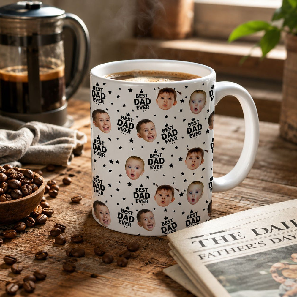Best Dad Ever Custom Funny Kid Face Father's Day Gift For Dad, Husband, Grandpa - Personalized Mug | Gift For Dad & Grandpa